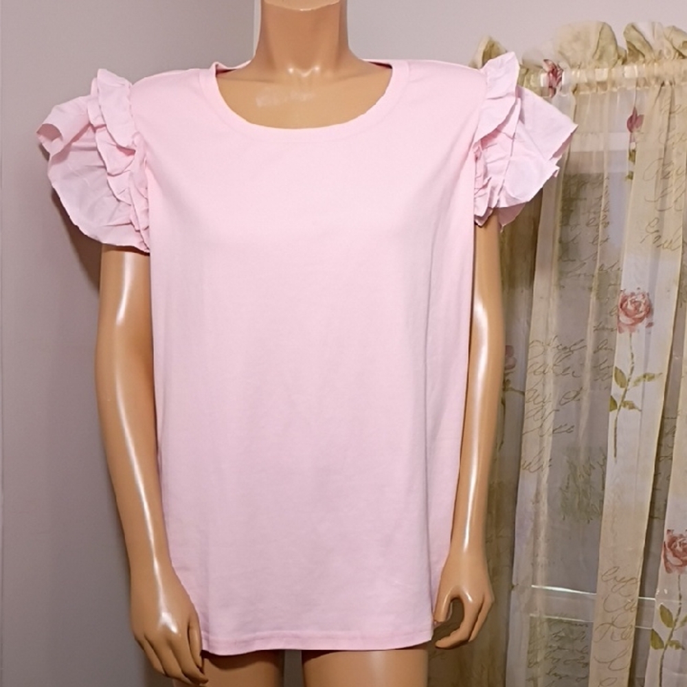 ANDREE BY UNIT Light Pink Ruffle‎ Sleeve Blouse